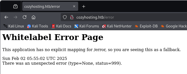 Whitelabel Error